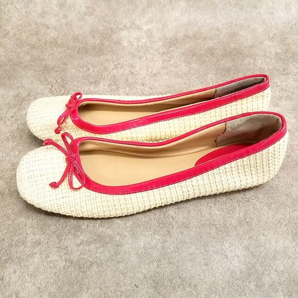 Nine West Womens Loredana Size 8.5 Tan Red Woven Slip On Ballet Flats - Picture 5 of 10